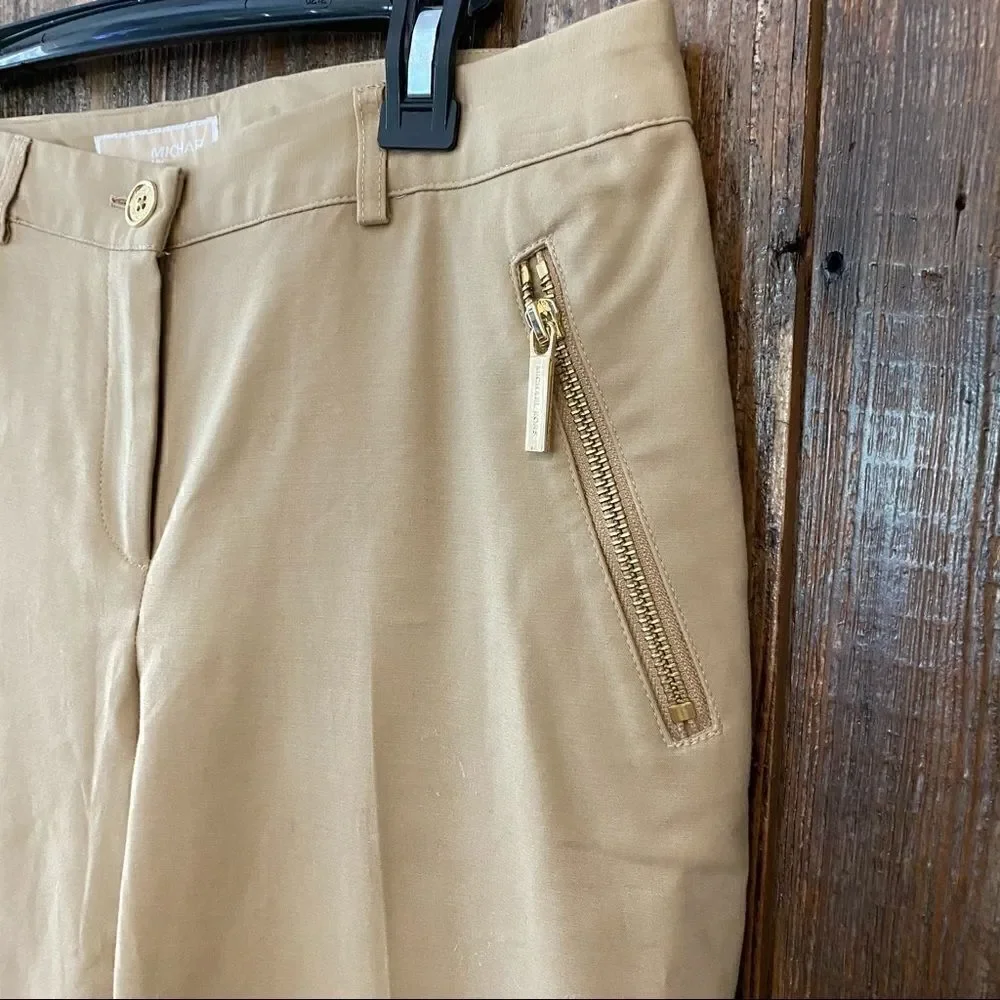 Michael Kors 6 Khaki Casual Workwear Cotton Trousers Tapered Pants